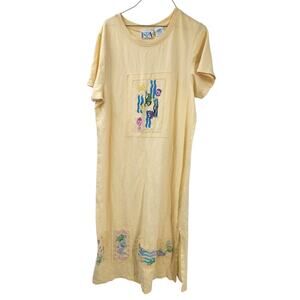 DELICATES SPA Yellow Short Sleeve Nightgown Womens Size Medium M